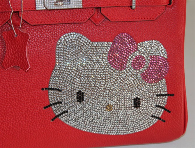 High Quality Fake Hermes Birkin Hello Kitty 35CM Togo Leather Bag Red HK0001 - Click Image to Close